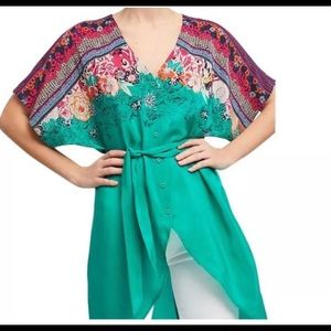 Anthro Takato Silk Button Kimono Tunic Top Size 8